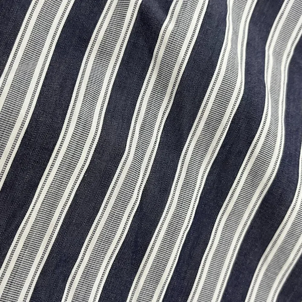 Banana Republic Mens XL(17-17.5) Slim Fit‎ Dress Shirt Navy Gray Striped Cotton